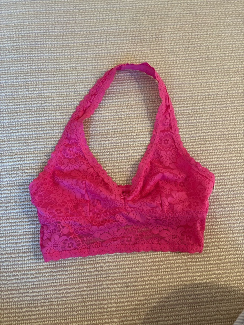 Victoria's Secret Lace Halter Bralette in Hot Pink